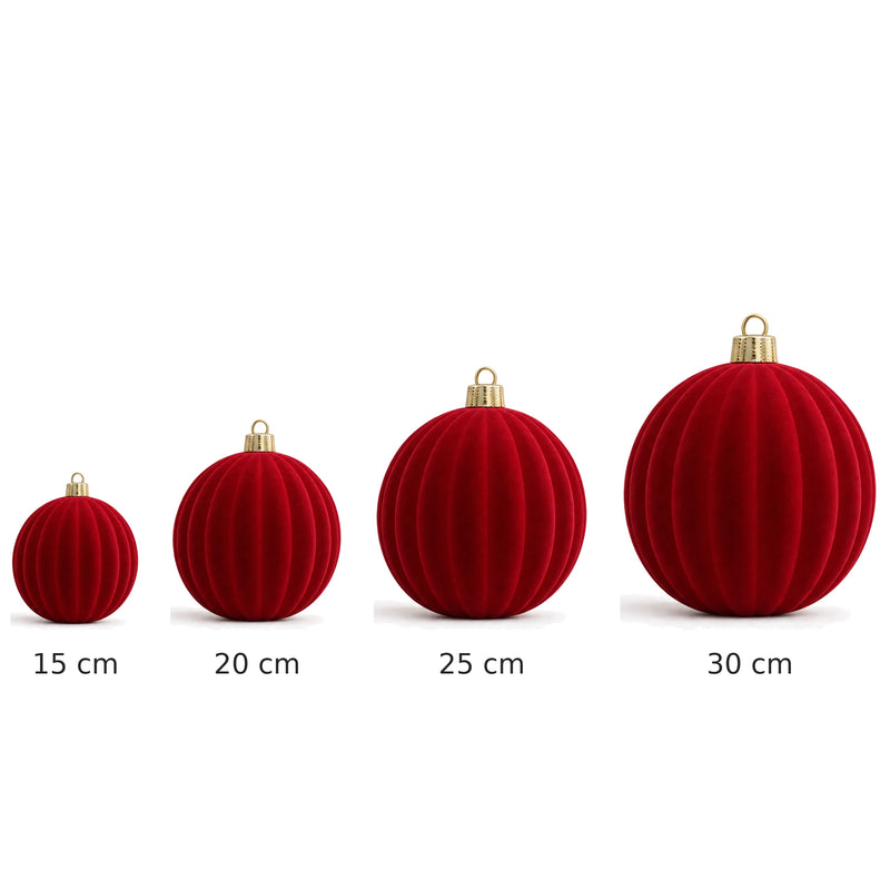Flocked Christmas Balls – Large Ribbed Matte Baubles, 6 to 12 in