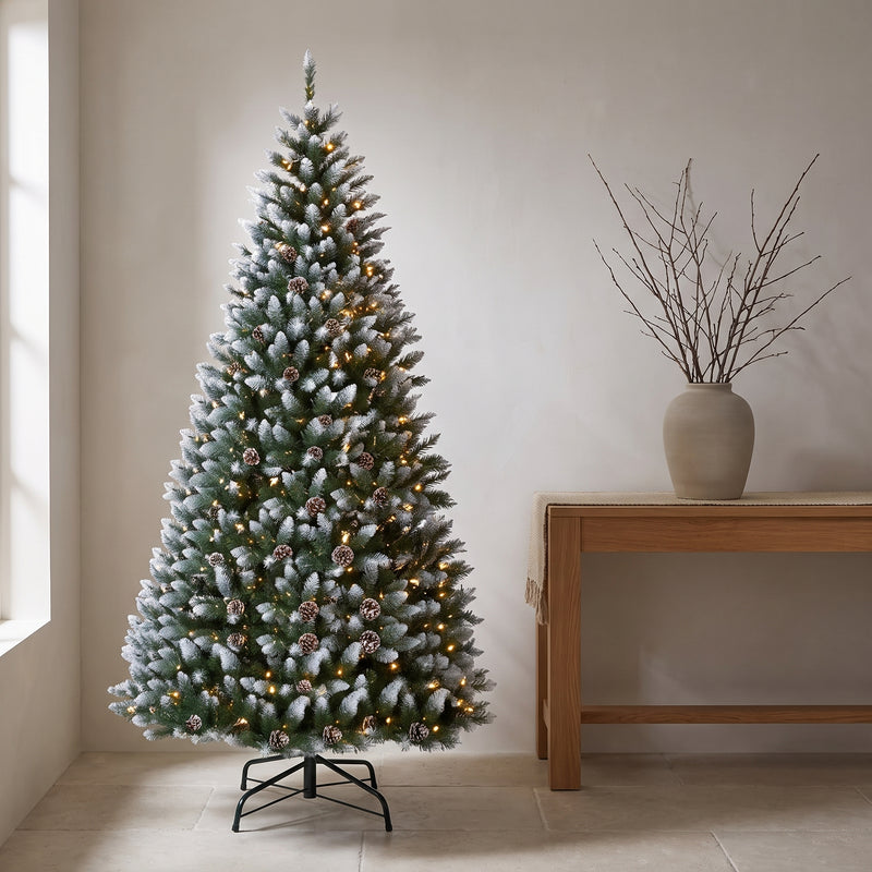 6-Ft Pre-Lit Snow-Flocked Spruce Tree