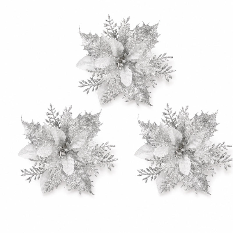 Glitter Christmas Flower Ornaments