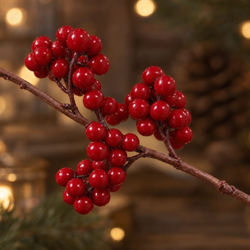 Artificial Christmas Berry Vine, Red Berry Garland, Bendable