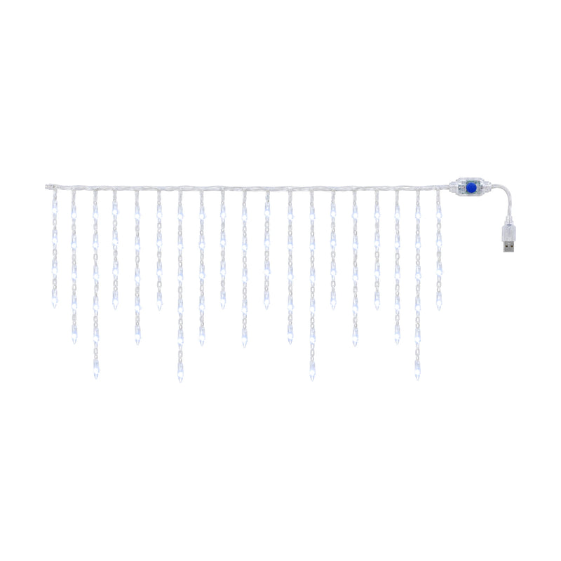 USB icicle curtain light, white, on a white background